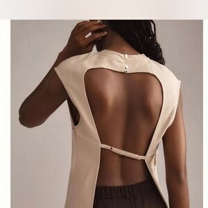Anthropologie Cream Backless Top